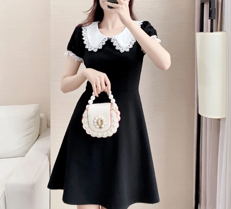 Plus Size Lace Collar A Line Dress