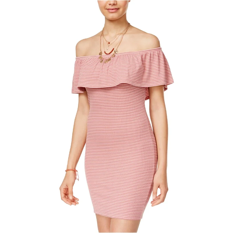 Derek Heart Womens Texture Stripe Bodycon Dress, Pink, Large Form-fitting Bodycon Dress