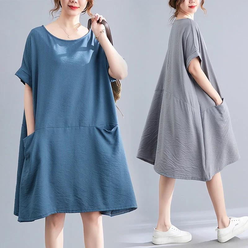 Plus Size Pockets Shift Dress