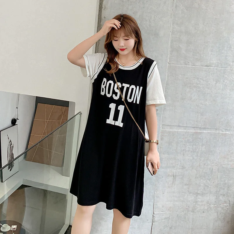 Plus Size Sporty Varsity Dress