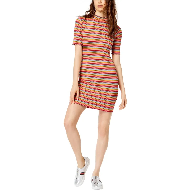 Socialite Womens Striped Bodycon Shirt Dress