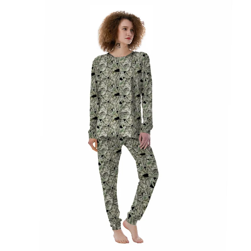 American Money US Dollars Print Pattern Women's Pajamas