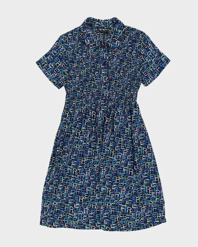 Blue Patterned Tea Dress - S