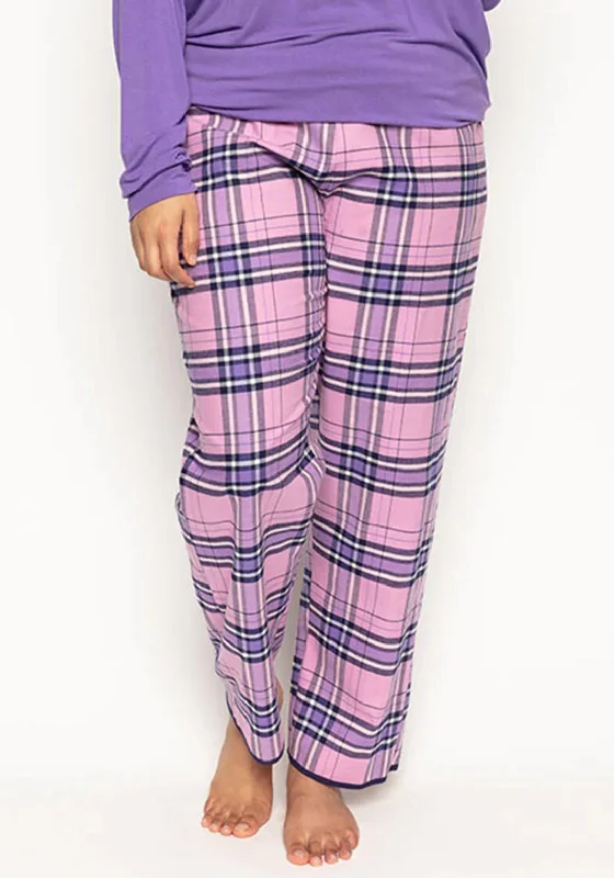 Cyberjammies Violet Brushed Check Pyjama Bottoms, Pink