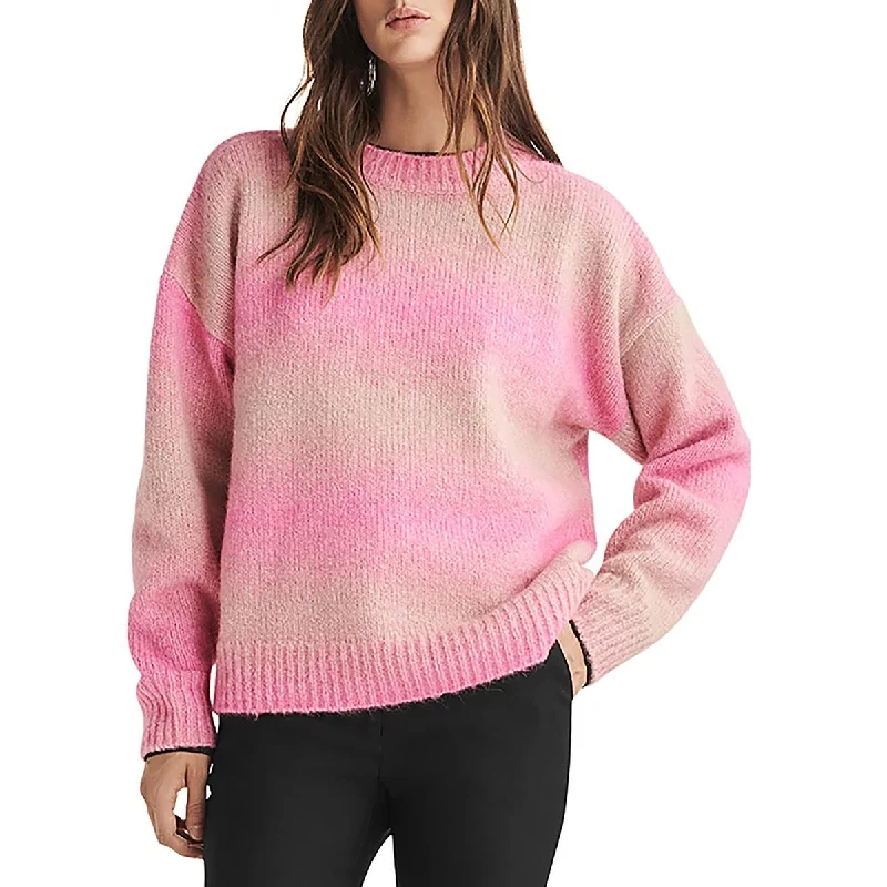 Womens Alpaca Ribbed Trim Crewneck Sweater