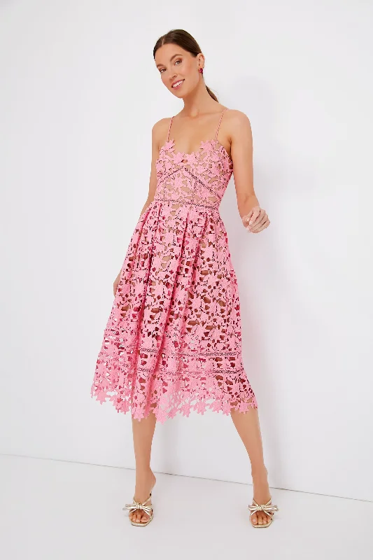 Pink Azaelea Lace Midi Dress