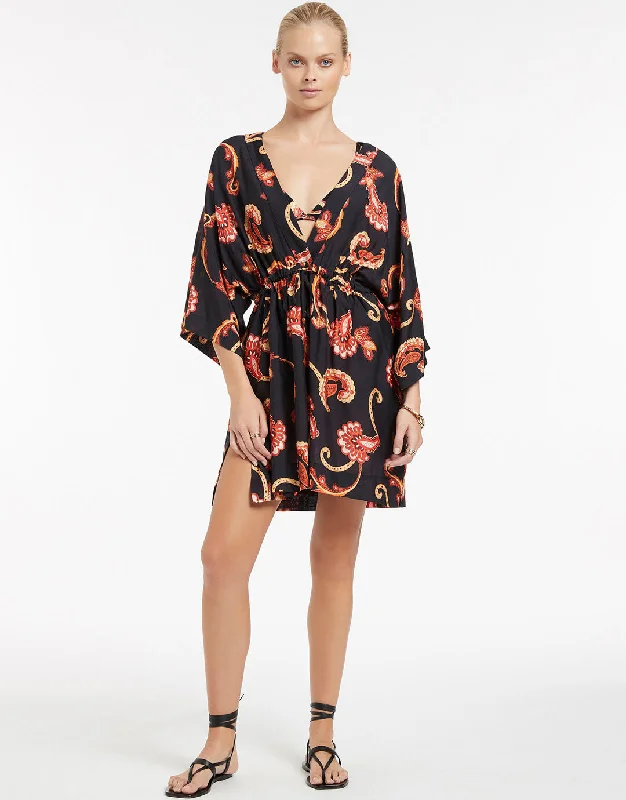 Silk Road Wide Sleeve Kaftan - Black