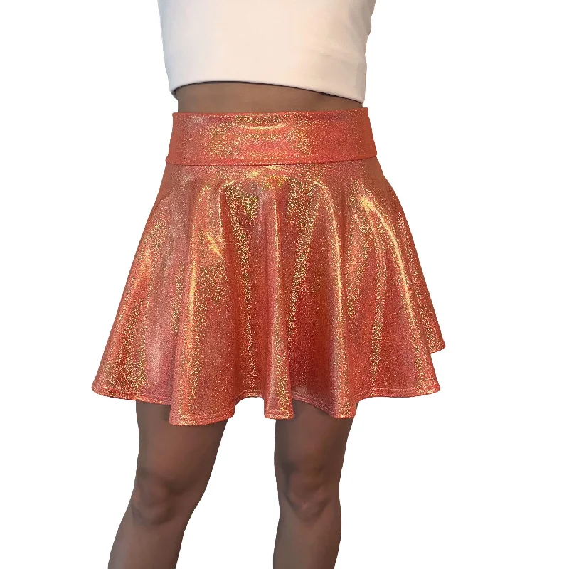 Skater Skirt - Orange Sparkle Holographic