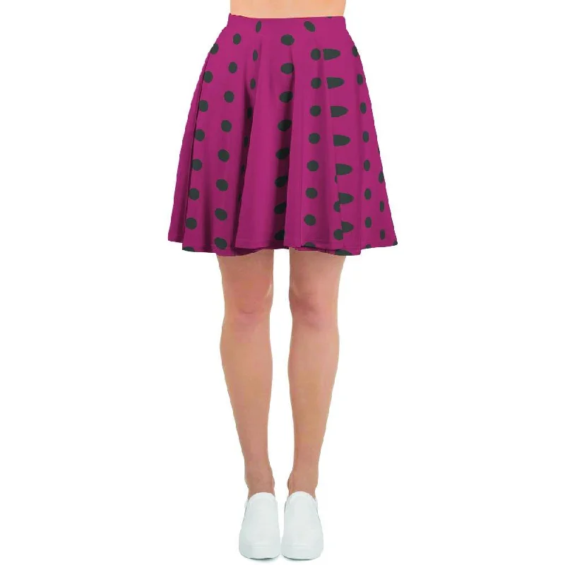 Vintage Black And Pink Tiny Polka Dot Women's Skirt