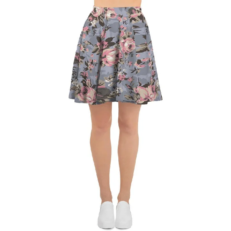 Vintage Pink Rose Flower Print Women's Skirt