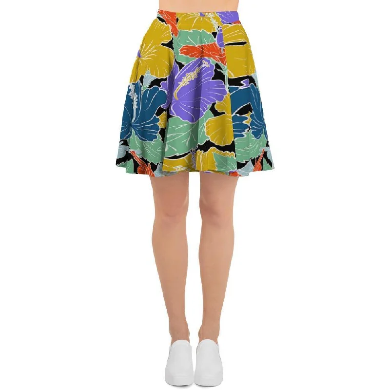 Violet Hibiscus Flower Hawaiian Print Women's Skirt