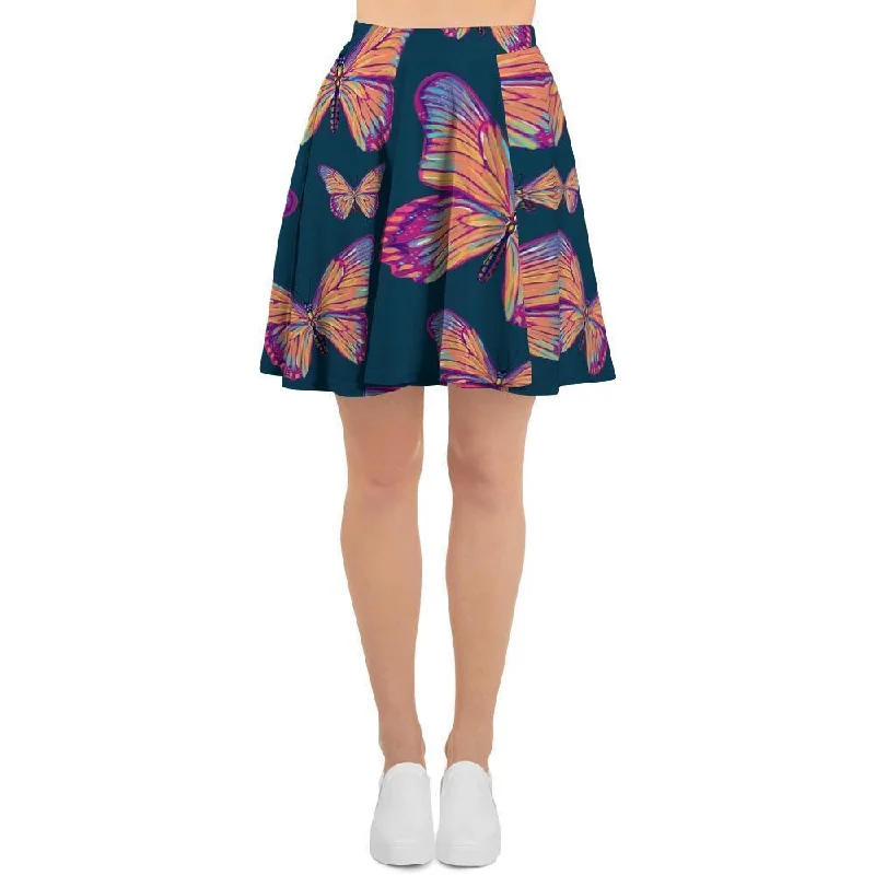 Watercolor Butterfly Print Women's Skirt