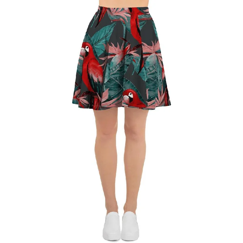 Watercolor Parrot Tropical Print Women's Skirt