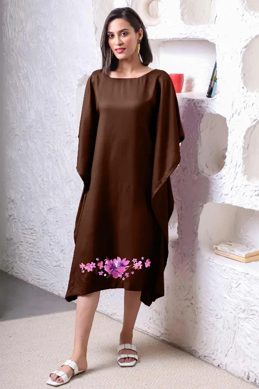 Coffee Rayon Long-Kaftan - Laddi