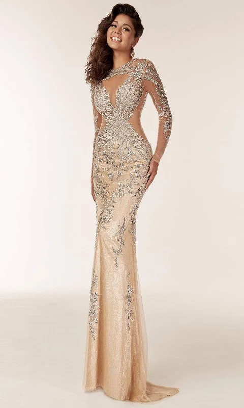 Jasz Couture - Long Sleeve Embellished Sheath Gown 6204