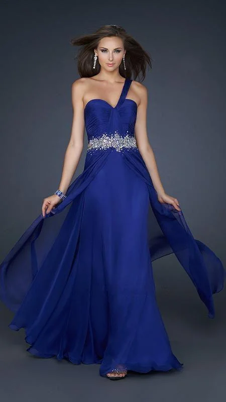 La Femme Gigi - 17613 Ruched Embellished Sweetheart Chiffon Gown