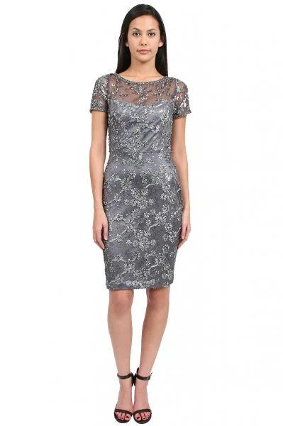 Sue Wong Sheath Dress With Short Sleeves Cocktail Dress