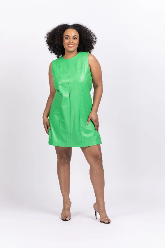 Amanda Uprichard Harlow Dress In Faux Leather Grass