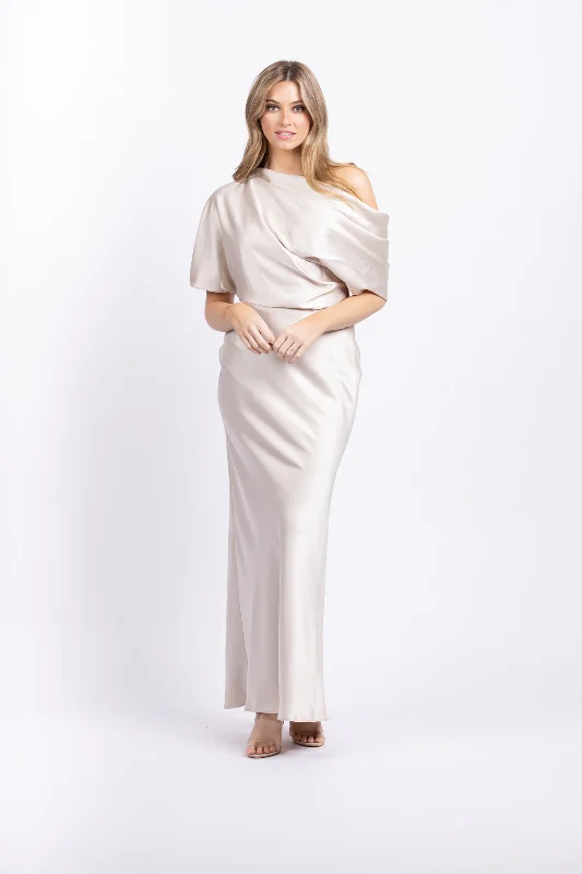 Amsale Draped Gown Champagne