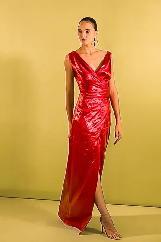 Ankle length laminated gown