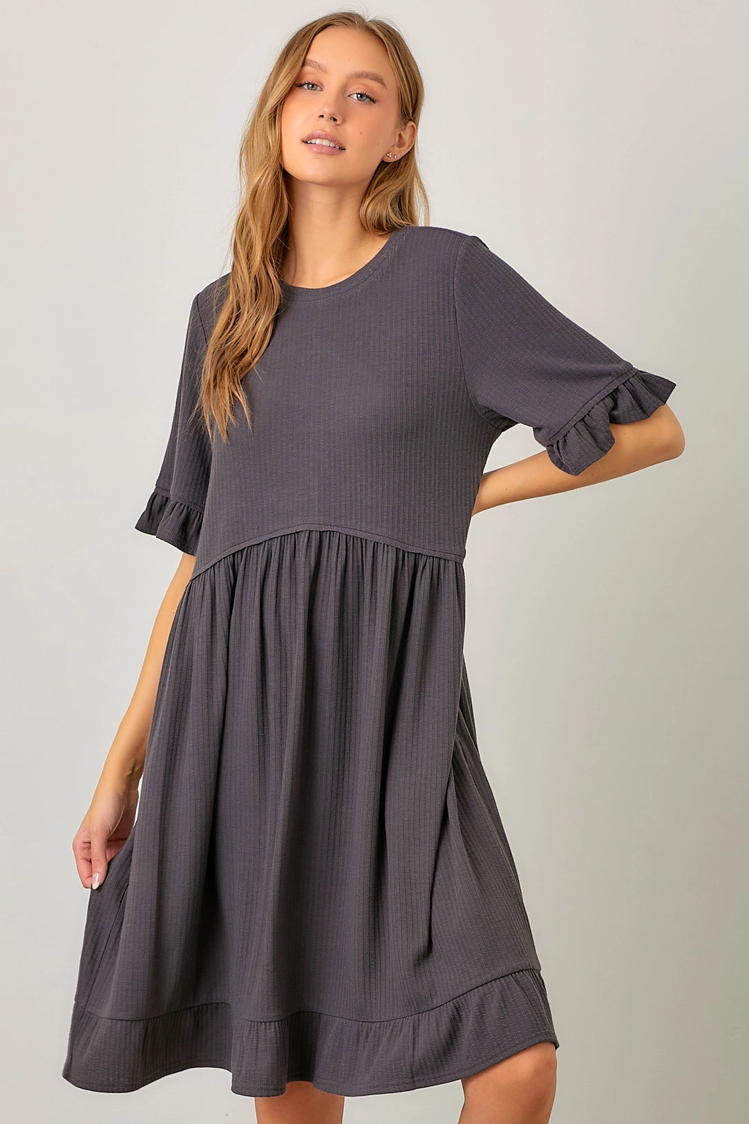 Anniston Dress in Charcoal- Misses and Plus (S-3X)