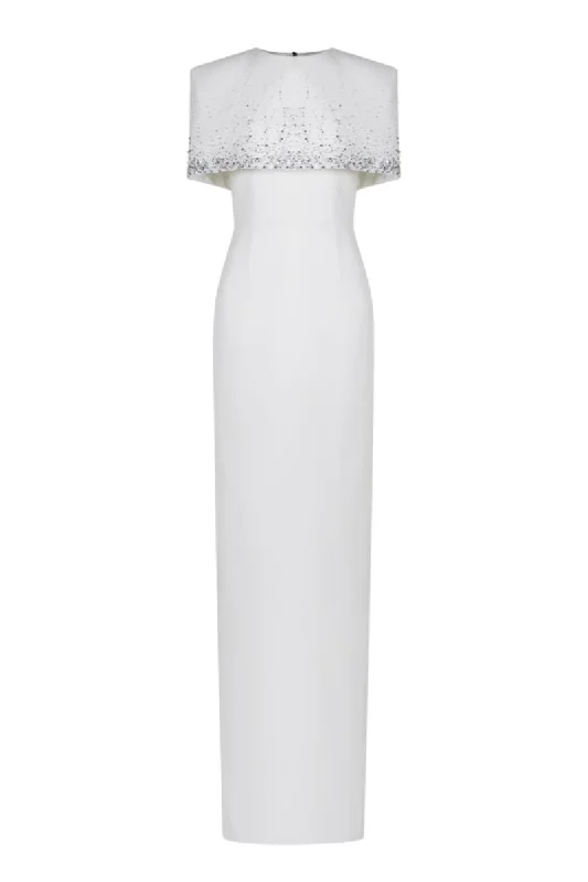 BRADFORD WHITE GOWN WITH SHOULDER CAPE