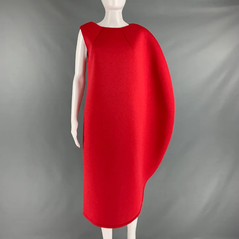 CAMELIA SKIKOS Size S Red Polyester Blend Asymmetrical Dress