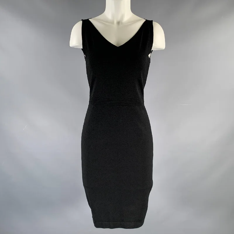 D.EXTERIOR Size S Black White Viscose Blend Contrast Stitch Sleeveless Dress