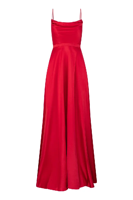 DIAMOND RED COWL WRAP GOWN