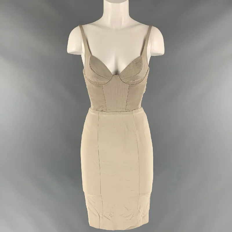 DONNA KARAN Size 2 Grey Viscose Blend Bustier Dress