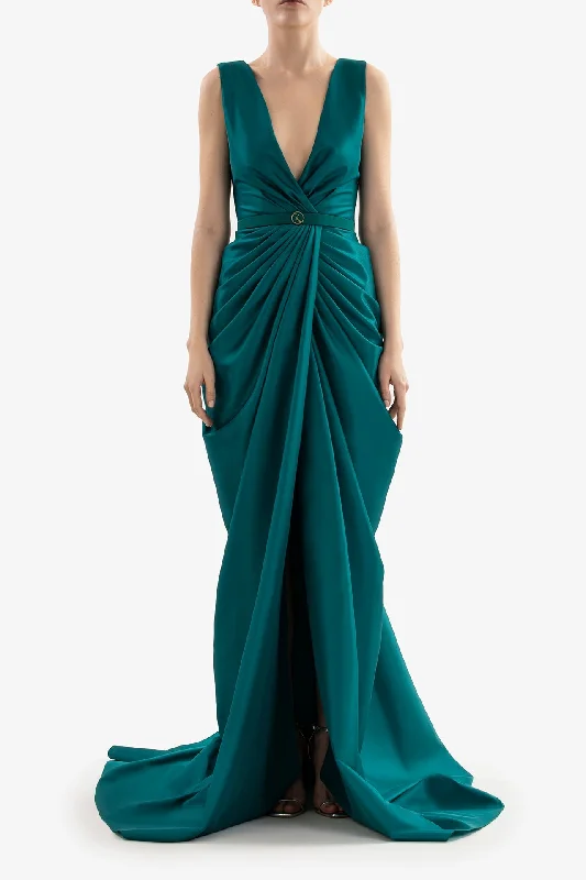 Draped taffeta dress