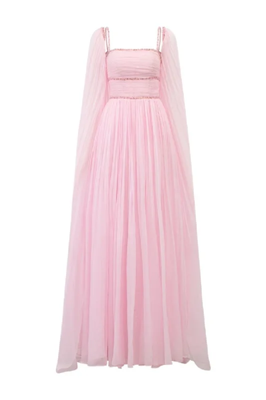 ESPERANZA PINK SILK PLEATED GOWN