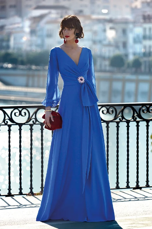 Georgette sleeves crepe pleated dress