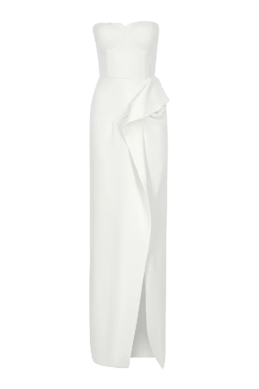 GIA IVORY STRAPLESS DRAPED GOWN