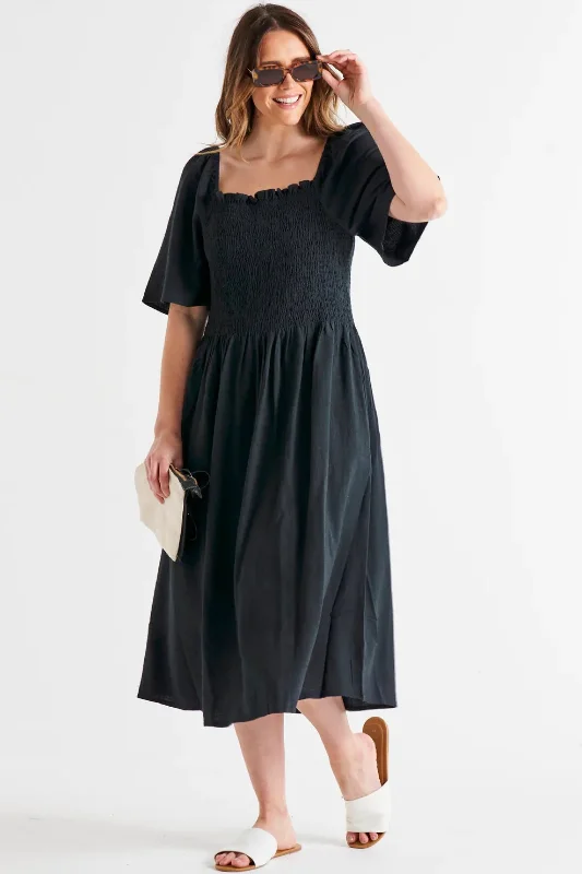 Ingrid Shoulder Dress Coal