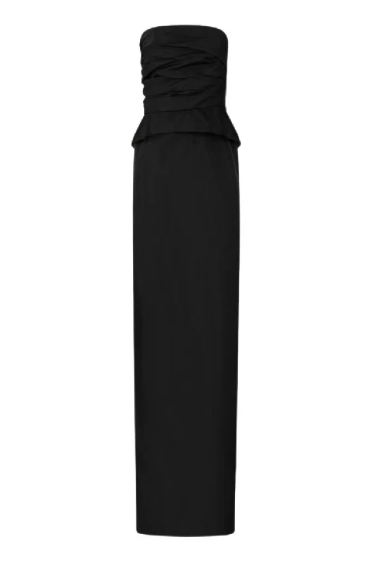 KRISTINE BLACK STRAPLESS PEPLUM GOWN