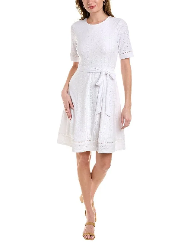 Leota Women's Genesis Eyelet Jersey Dress White Size Small