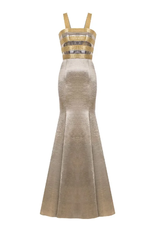 METALLIC GOLD FISHTAIL GOWN