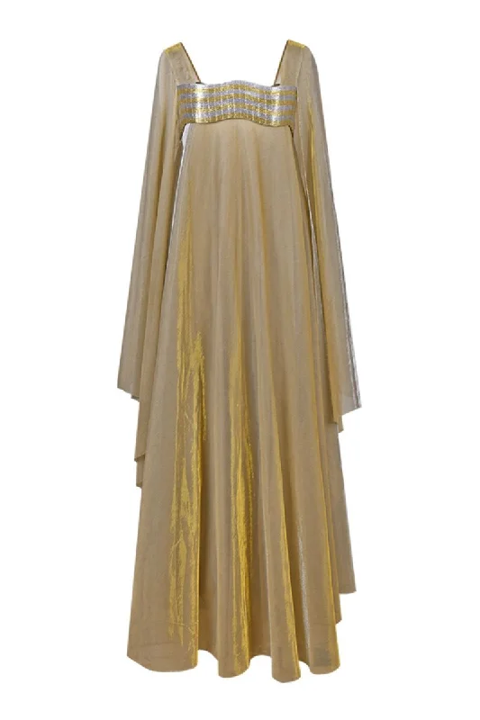 METALLIC GOLD WAVE BUSTIER KAFTAN GOWN