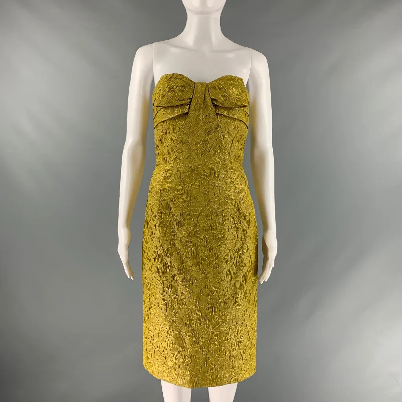 MICHAEL KORS COLLECTION  Size 4 Gold Silk Blend Metallic Strapless Dress