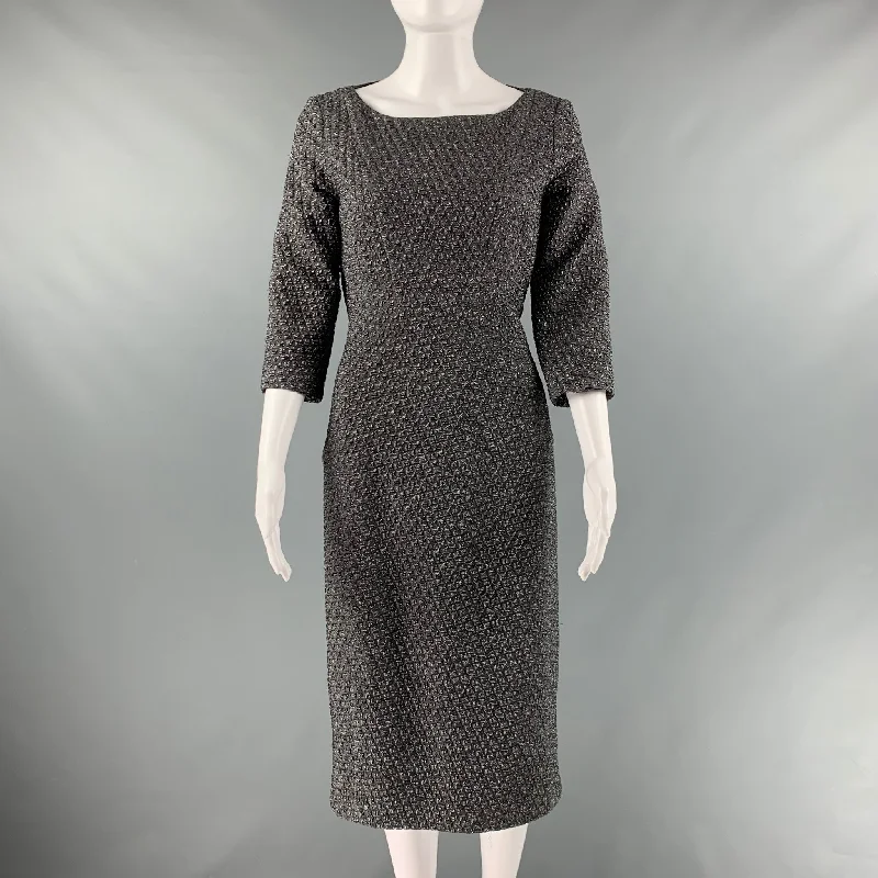 MICHAEL KORS COLLECTION  Size 6 Charcoal Polyamide Blend Metallic Shift Dress