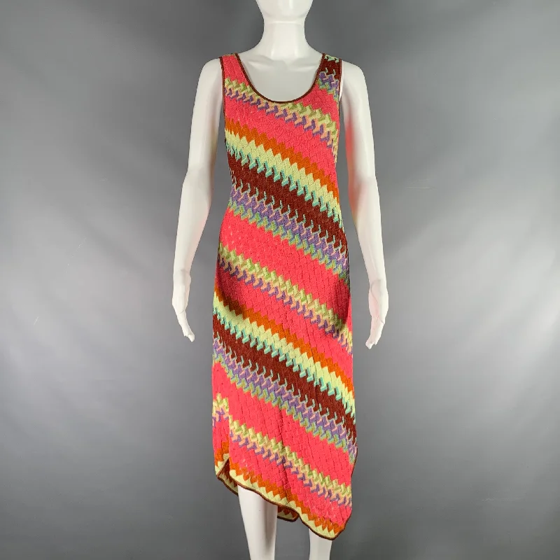 MISSONI Size 12 Multi-Color Crochet Sleeveless Dress