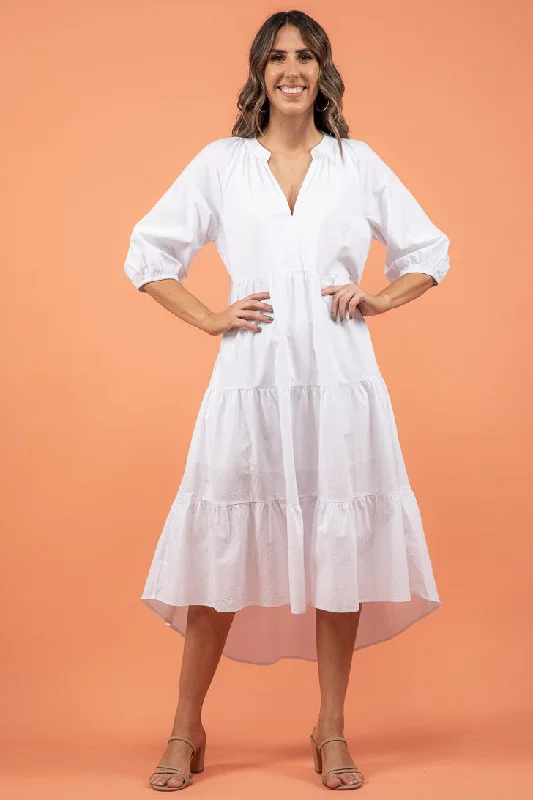 Noah Hi Low Dress White