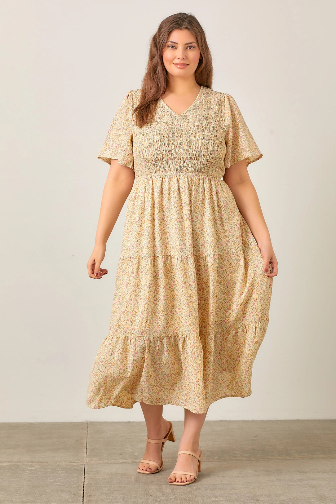 Odette Dress in Cream Multi- Misses and Plus (S-3X)