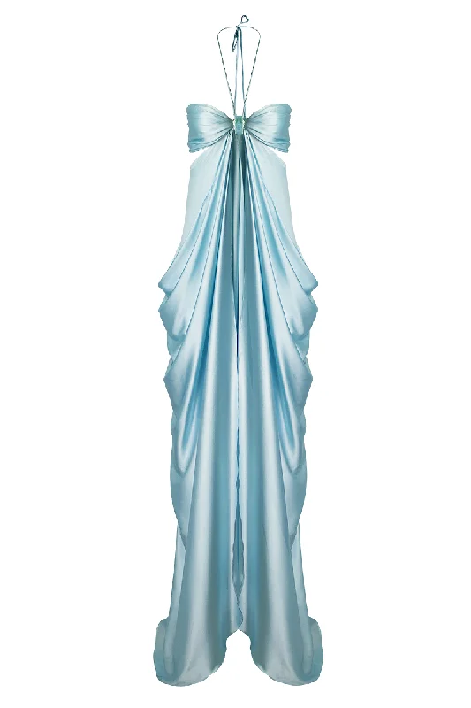 PEÑON DRAPED BLUE DRESS