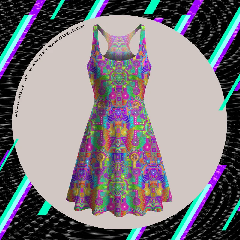 Psychedelic Skater Dress (UV/RGB, Eco-Friendly) | BLEEP BLOOP