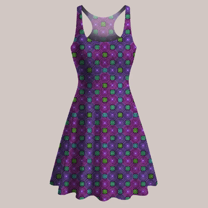 Psychedelic Skater Dress (UV/RGB, Eco-Friendly) | LUMINA