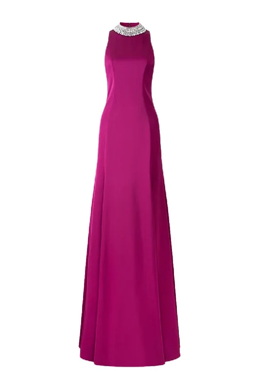 PURPLE PINK SLEEVELESS A-LINE FLARED GOWN