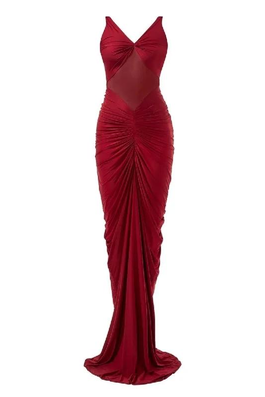 SAVANNAH MAROON RUCHED GOWN