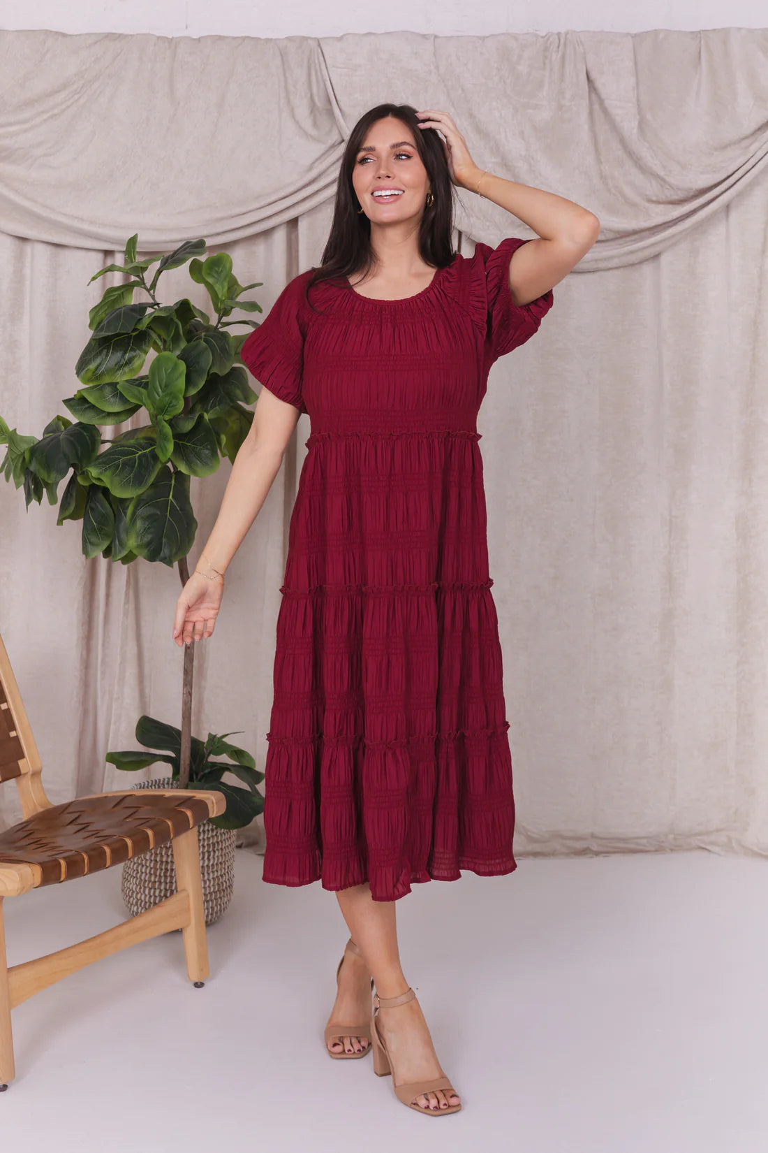 Serena Dress in Mahogany- Misses and Plus (M-XL)